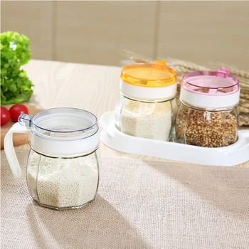 

The glass seasoning box salt jar seasoning jar kitchen supplies monosodium glutamate bottle receptacle container oil pot seasoni