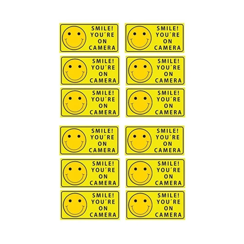 

1Lots Sutter Signs Smile You're On Camera Security Stickers Indoor & Outdoor 4-inch by 2-inch (Pack of 12)