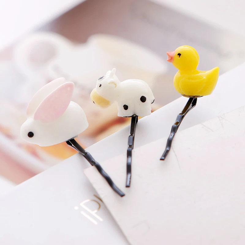 10 PCS/Set Cartoon Rabbit Cow Cat Strawberry Kiwi Watermelon Small Hair Clips Girl Hairpins BB Clip For Kids Accessories |
