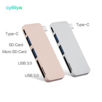 

cyliliya 50pcs 5 in 1 Combo Type C Hub USB C USB 3.0 Slot-in Hub Micro SD/SD Card Reader Hub with Charging Port for Macbook