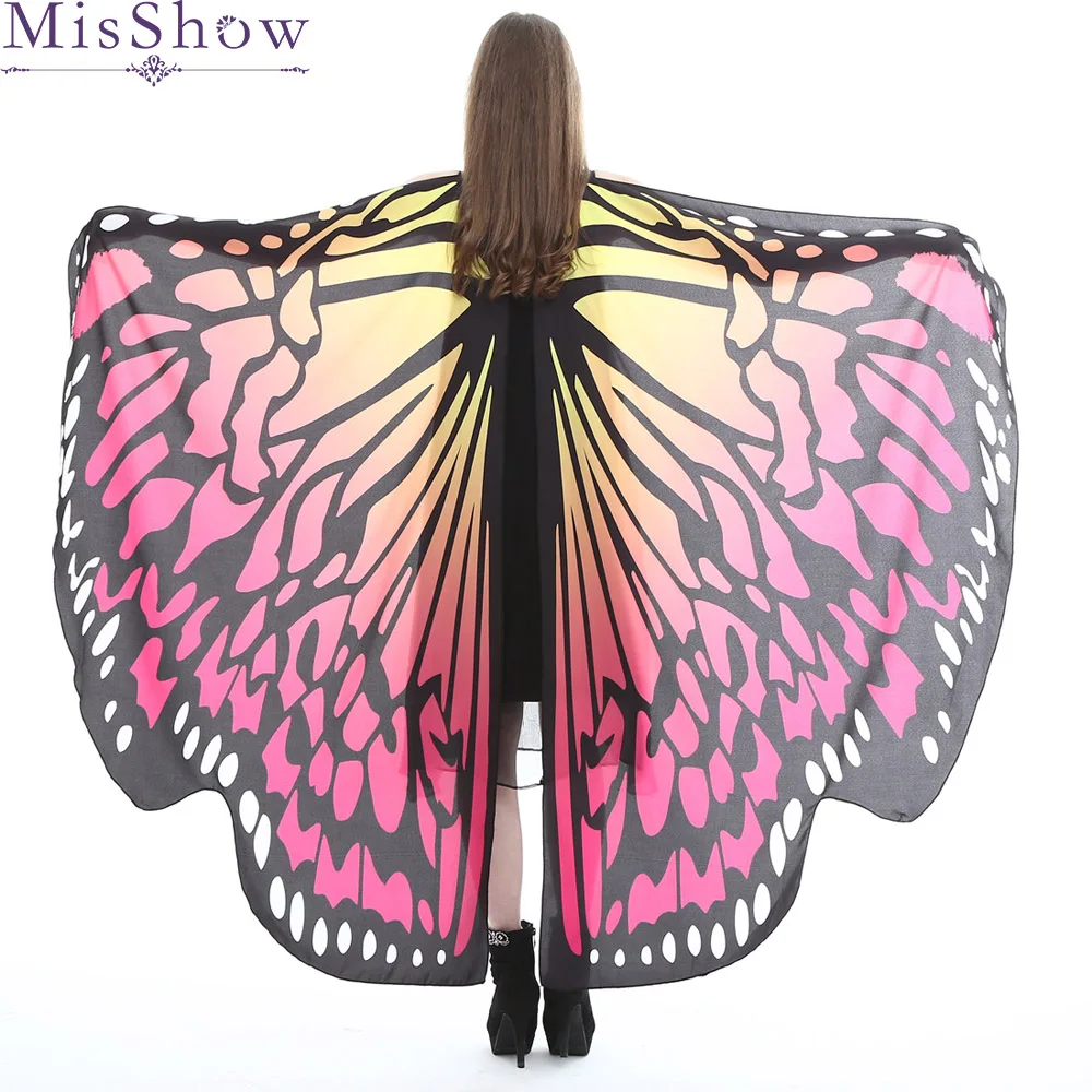 

2019 Newly Design 28 Color Choice Colorful Large Fairy Fancy Butterfly Wings Pashmina Shawl Women Girls Poncho Costume Accessory
