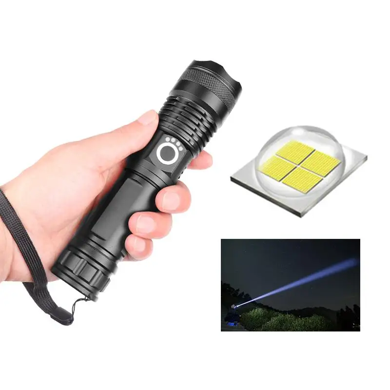 

LED XHP50 Telescopic Focusing Flashlight High Light Torch with Power Display New Long Shot LED Tactical Flashlight
