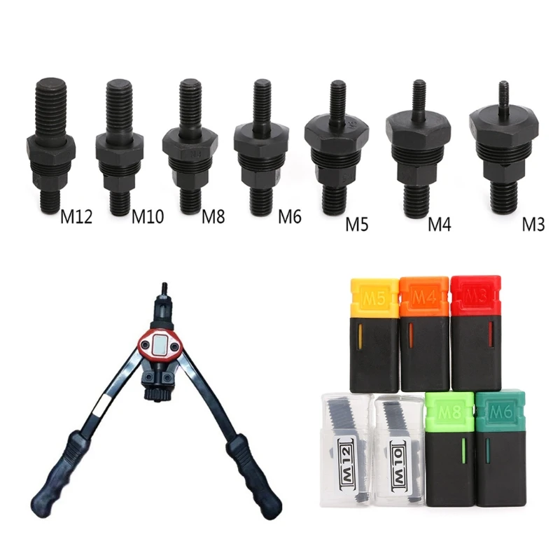 

1pc Riveter Gun Part Threaded Mandrel Replacement For Hand Nut Rivet Metric M3-M12