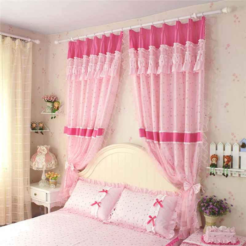 Buy 2pcs/lot princess bedroom curtain rustic dobby 2