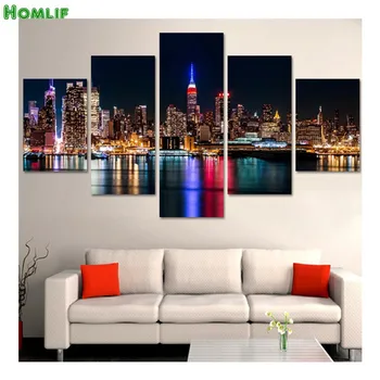 

5D Diy Diamond Painting Full Diamond Embroidery Cross Stitch New York City Night Bridge Needlework Home Decorative Square Mosaic