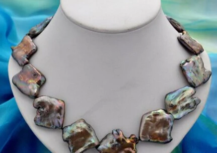 

HOT 0015204 baroque black keshi reborn pearl necklace