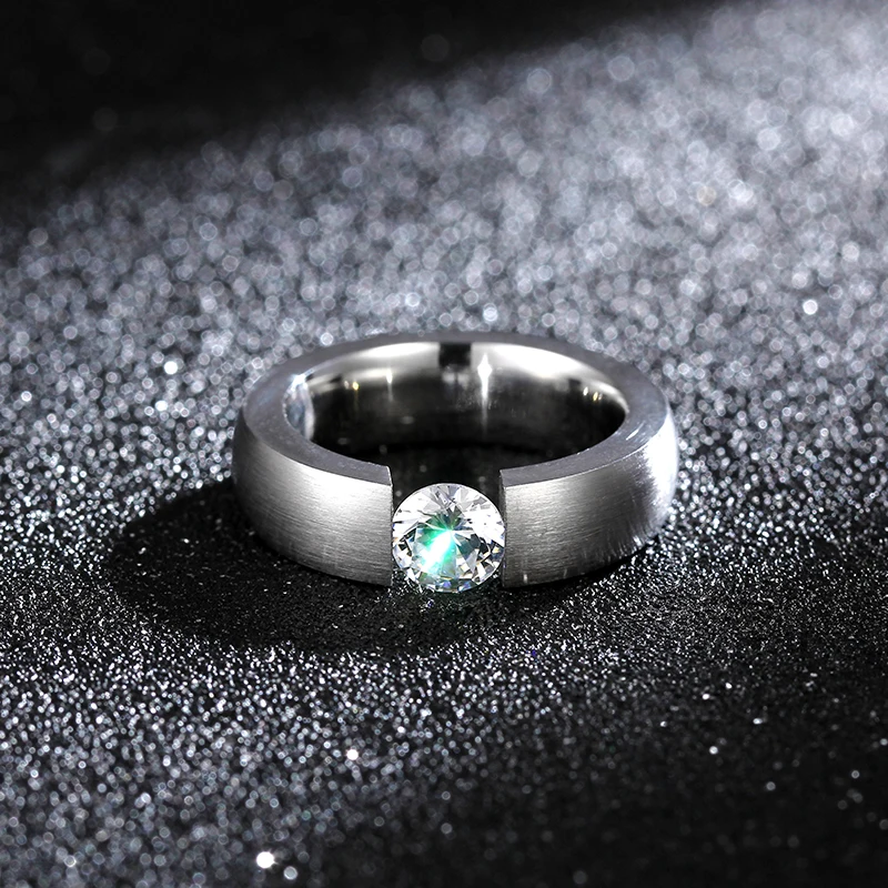 

6mm Titanium Steel Rings AAA Zircon Rings for Men and Women