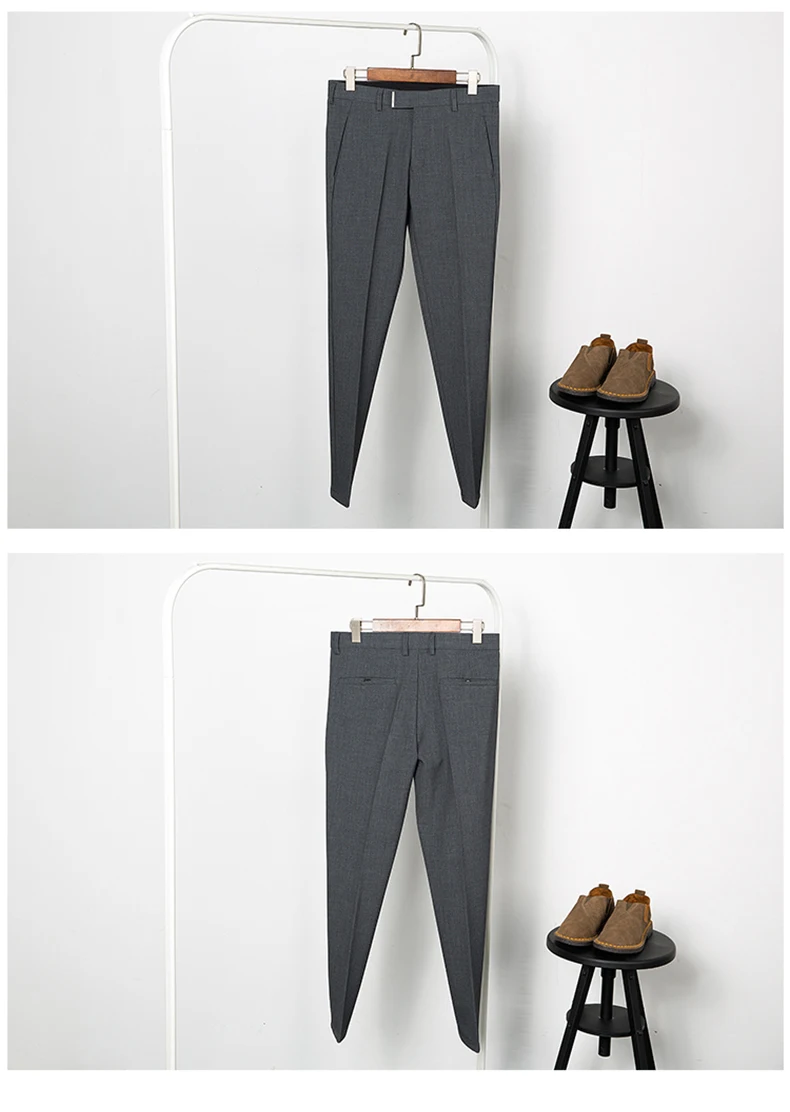 Новые однотонные Длинные мужские s корейские брюки Slim Fit мужские повседневные брюки модные деловые брюки мужские Черные Серые