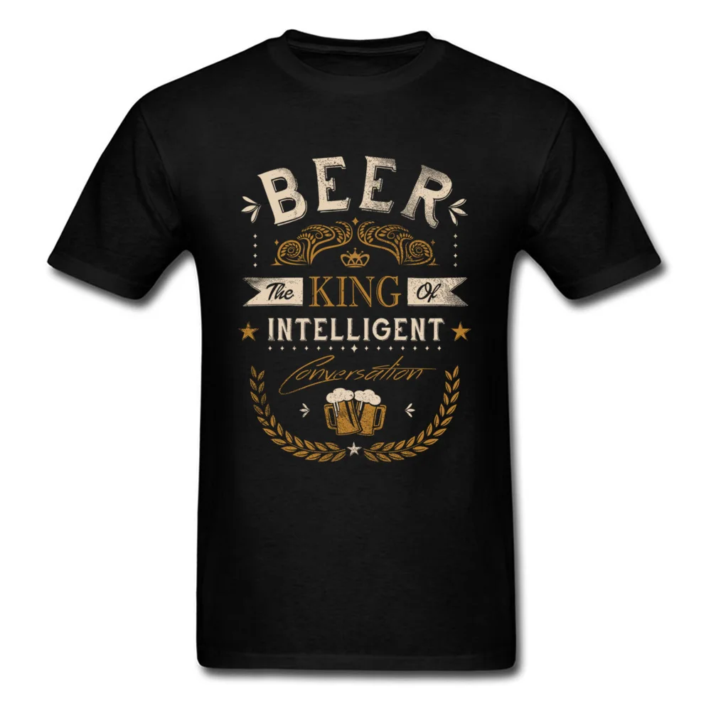 Футболка Oh Beer King Of Intelligent, Мужская одежда, черные топы, винтажные футболки с надписями 80 s, Забавные футболки больших размеров