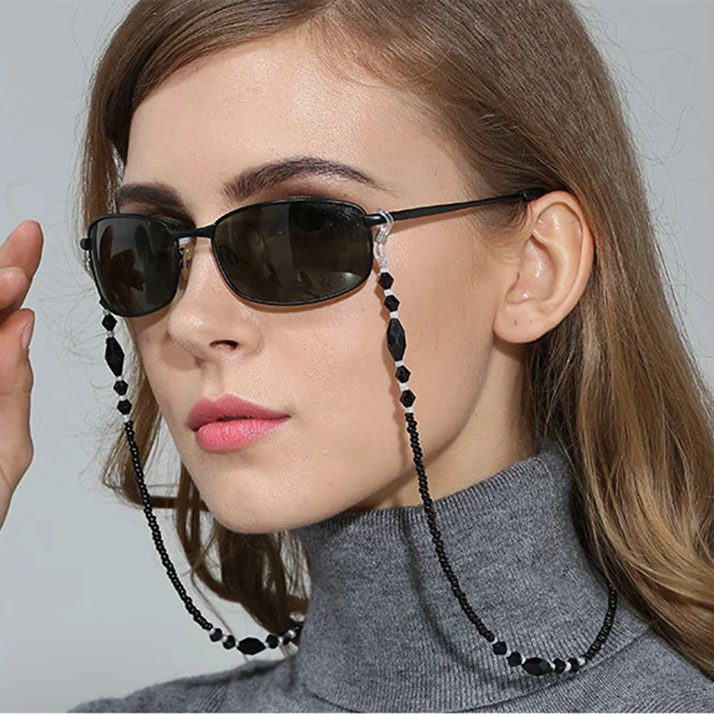 Hot 2017 Brand High Quality Fashion Glasses Chain Black Glass