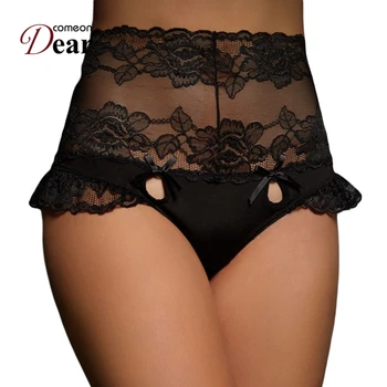 

Comeondear Hot Sale Sexy Black Lace Transparent Panties High Waist Plus Size Panties PB5122 Fitness Ladies Underwear XL-3XL
