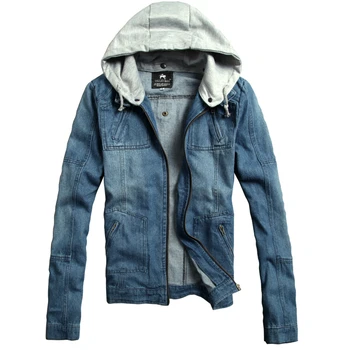 

2019 Fashion New Men's Casual Hooded Removable Denim Jacket / Man's cowboy coat large size M-5XL