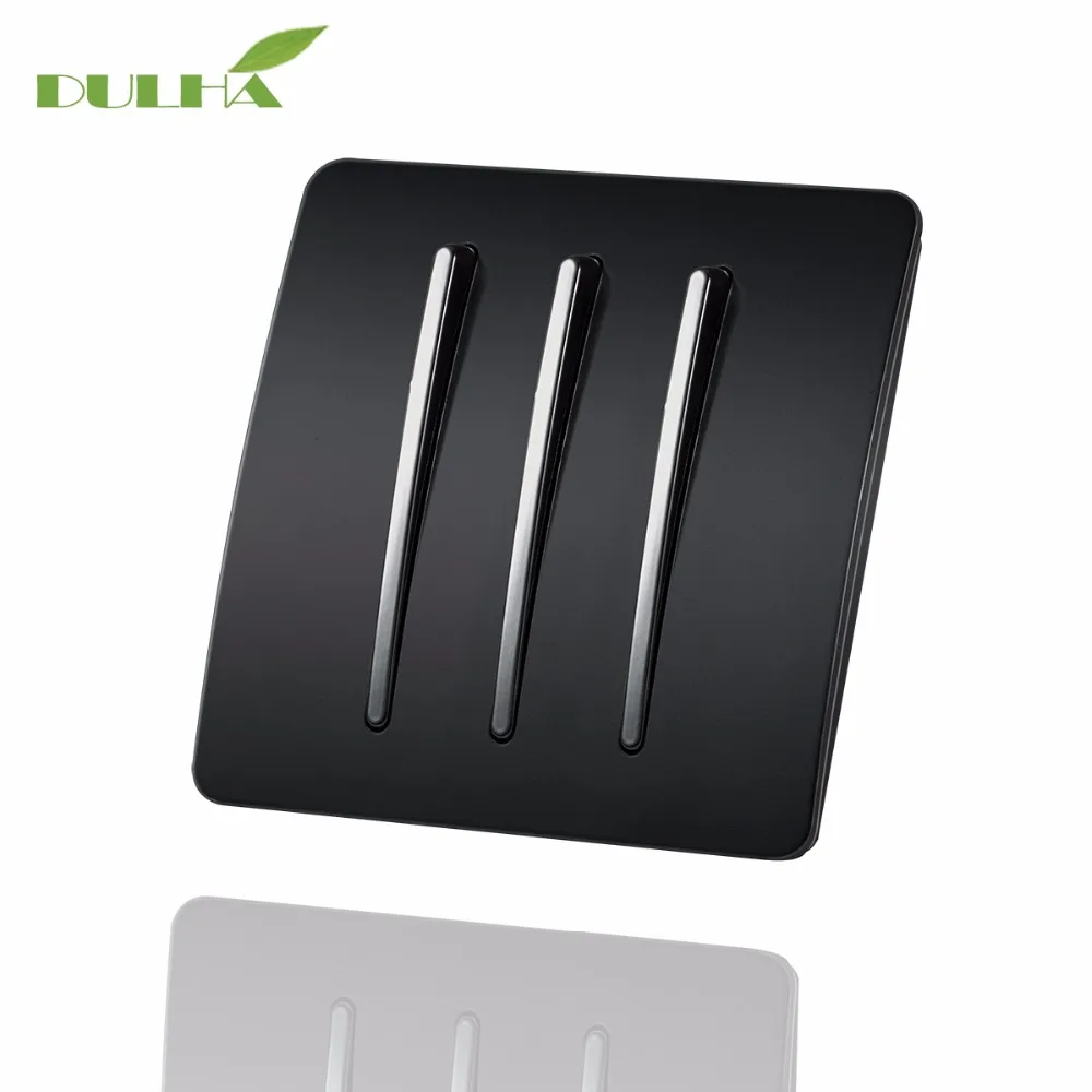 

DULHA 3 Gang 1 Way Wall Light Switch 10A 110~250V 220V Electrical Push Button Black PC Frame Panel Lamp Switches Free Shipping
