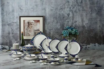 

62pcs Enamel porcelain tableware set /china bone dinner set dinner set /dinnerware set china bone tableware set from Jingdezhen