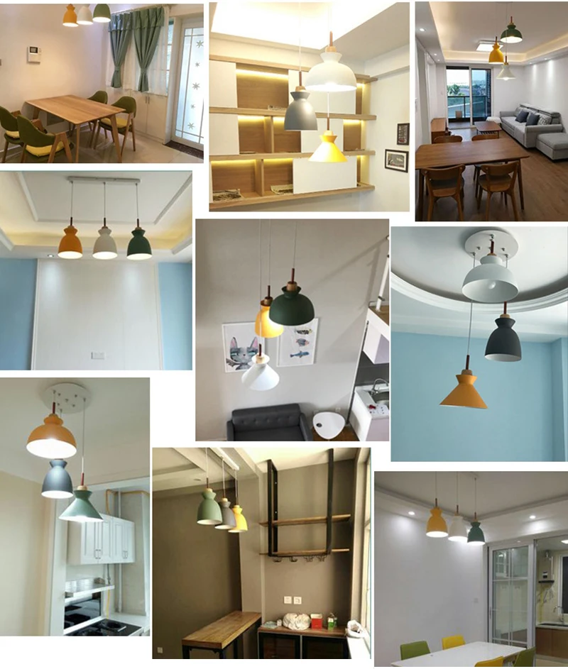 Fashion Colorful Modern DIY Wood Pendant Lights Minimalist Hanging Lights Suspension Luminaire Dining Room Lights Pendant Lamp (2)