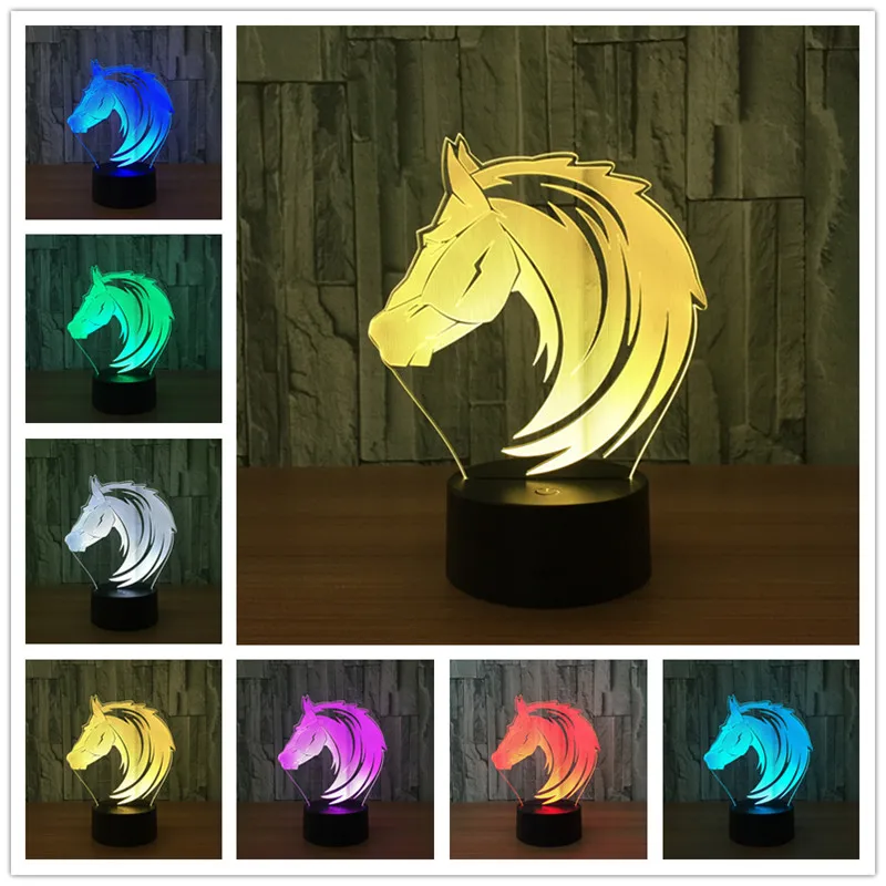 Usb Led 3D ночной Светильник с питанием от аккумулятора ed Horse, внешний аккумулятор, светодиодный Usb 3d светодиодный Ночной светильник, внешний аккумулятор, лампы - Испускаемый цвет: U