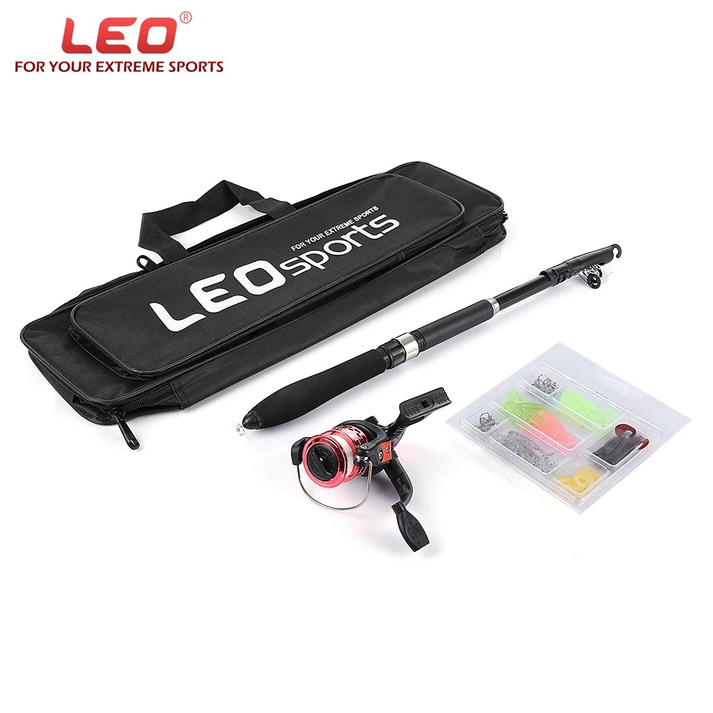 LEO 1.6M Telescopic Fishing Rod Reel Set Full Kit Spinning Reel Pole