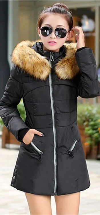 Плюс размер M-7XL зимние парки женские 2018 новые хлопковые куртки с меховым воротником толстовки теплый Топ Тонкий женский большой размер