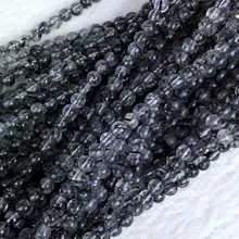 Натуральные натуральные высококачественные прозрачные черные волосы Рутиловый Кварц Круглые Бусины Из рассыпчатого камня 3-18 мм DIY ожерелья или браслеты 1" 05407