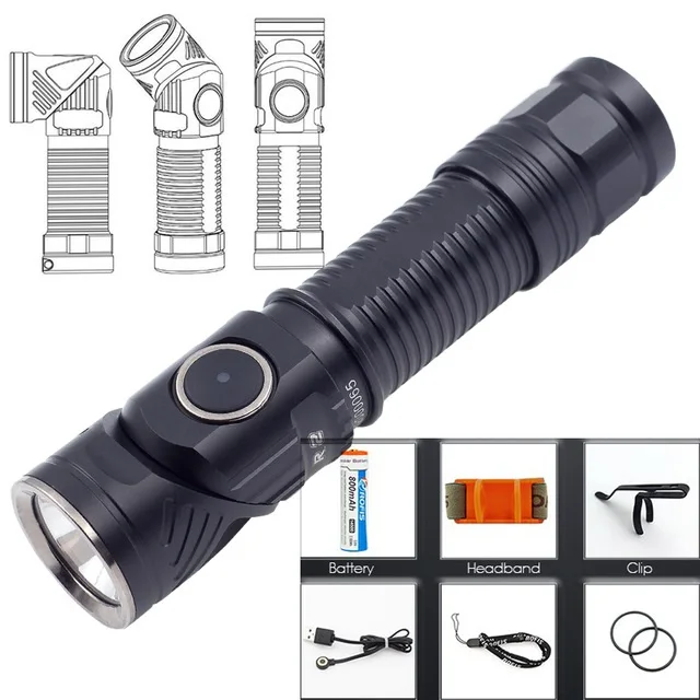 Rofis R2 CREE XM-L2 LED 700 Lumens Multifunctional Magnetic USB Rechargeable Adjustable-head Flashl