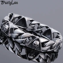 Мужской браслет с черепом длиной 23 см, мужские браслеты дружбы, мужские браслеты и браслеты, готические байкерские ювелирные изделия, Мужская Панк Тяжелая ручная цепочка