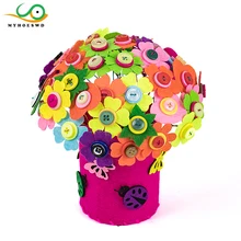 MYHOESWD DIY Felt Button Flower Craft Kits Kindergarten Kids Creative Toys Children Educational Handmade Gift Room Decoration