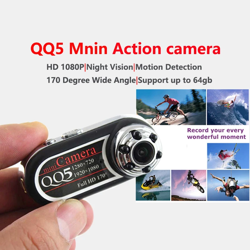 

Mini QQ5 Camera Full HD 1080P Infrared Night Vision Mini DV 720P HD Mini Camcorder Webcam 170 Wide Angle Motion Detection cam