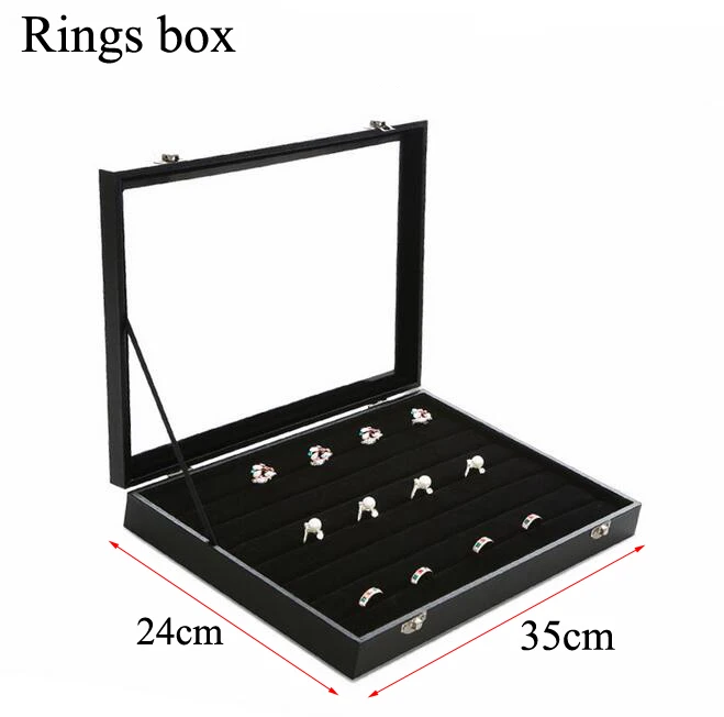 PU бархатная коробка для демонстрации ювелирных изделий для женские кольца серьги браслеты ожерелья украшения хранилище ювелирных изделий Органайзер упаковка - Цвет: ring box