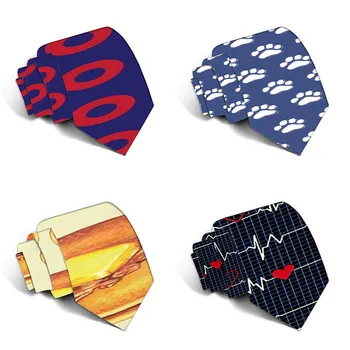

New Design Funny Neckties For men Cartoon Novelty Fashion Ties Electrocardiogram Printed Neck ties Wedding Gift 5LD24