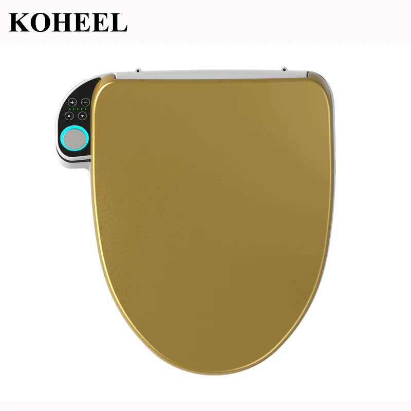 

Golden Smart Simple Knob Intelligent Toilet Seat Washlet Elongated Electric Bidet Toilet Seats Heating Sits Led Light