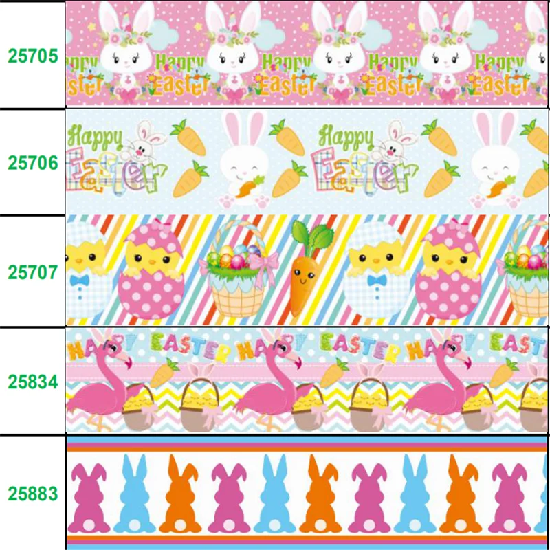 

30designs 22mm New cartoon Bunny Printed grosgrain ribbon for Easter 50Yards/rolls RBB07-4