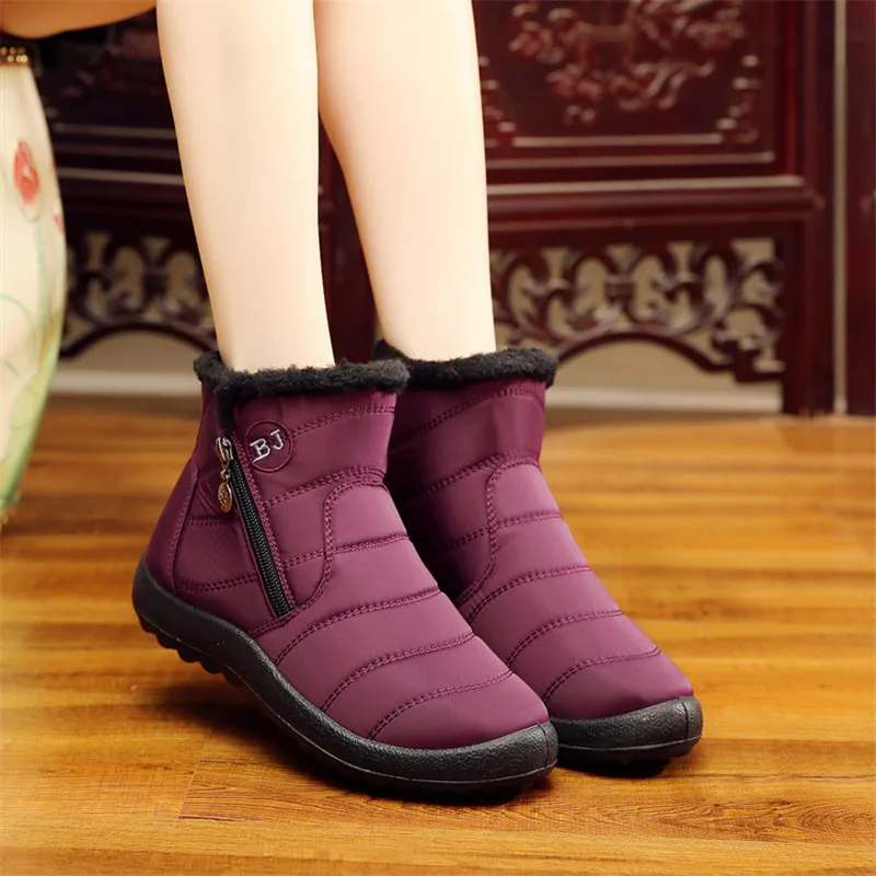 

2019 Plus size 35-43 winter new women's boots snow boots women's tube thick plush waterproof casual side zipper cotton boots