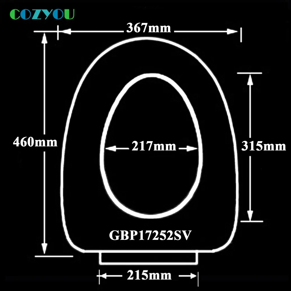 COZYOU сиденье для унитаза PP V Форма мягкое закрывание две кнопки БЫСТРОРАЗЪЕМНАЯ длина 460 мм до 495 мм, ширина 360 мм до 375 мм GBP17252SV