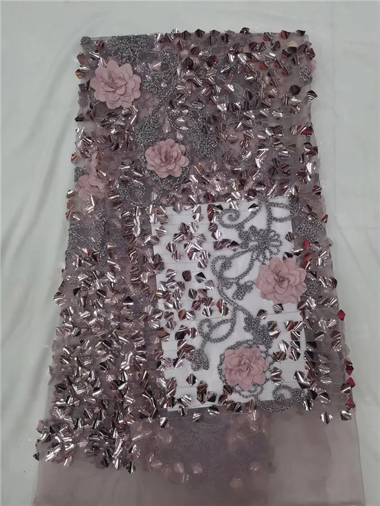

African George Lace Fabric With pink green Sequins Lace Nigerian George Wrapper High Quality African Fabric For Dress 5 yards