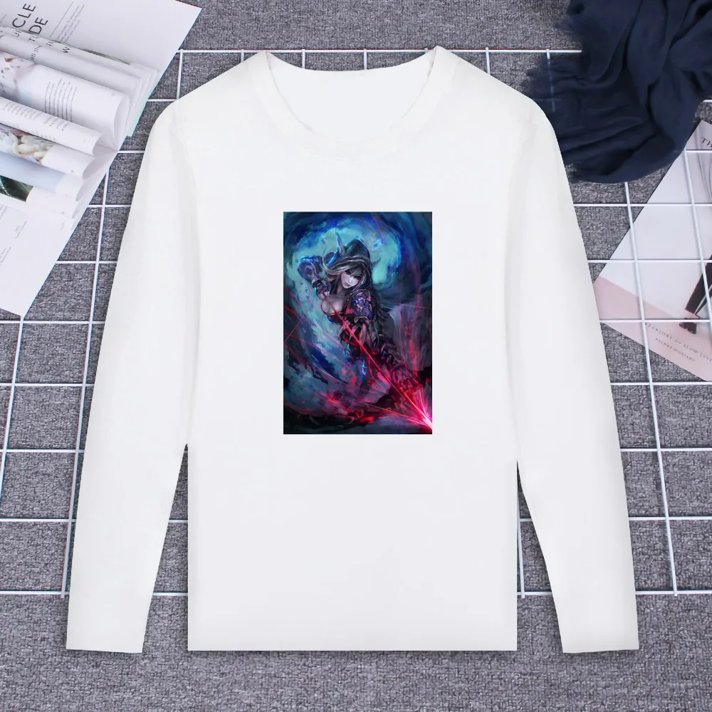 

2019 Pure Cotton T-Shirt World Of Warcraft Sylvanas Design Printed Long Sleeve Fashion Casual Tops Tees Brand Unisex Clothing