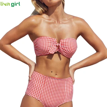 

New Bikini Pink Plaid Sexy Swimsuit New Style Swimwear Bikini Push Up Women's Bathing Suits Female Beach Wear Biquini D0805