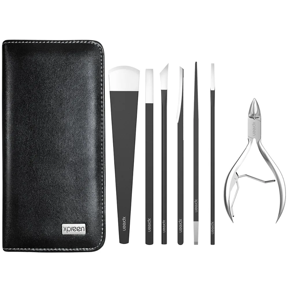 

1 Set Pedicure Tools Kit 7-in-1 Stainless Steel High-quality Toenail Clippers Kit Toe Nail Clippers with Portable Leather Case