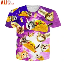 Alisister Пицца Кошка 3D Футболка Евро размер Забавные футболки Camisa Masculina мужские и женские повседневные топы летние унисекс футболки Прямая поставка