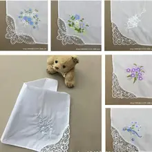 Новинка; 10 шт. хлопчатобумажные носовые платки квадратные винтажные носовые платки белый вышитые носовые платки