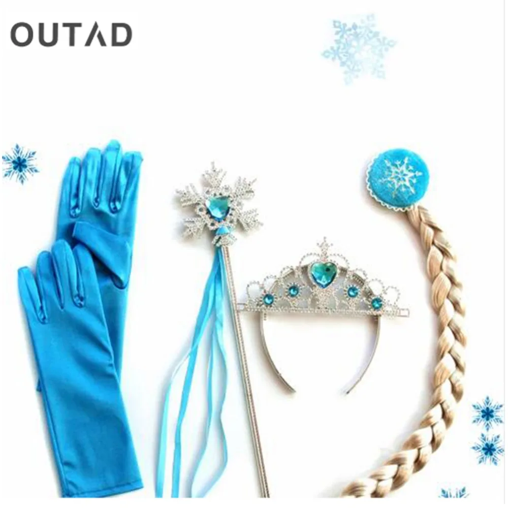 4Pcs/set for Frozen Princess Elsa Anna Hair Accessories Crown Wig