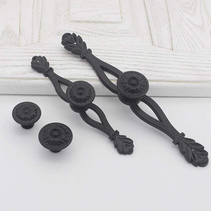 Modern Simple Black Kitchen Cabinet Wardrobe Door Handles Matte