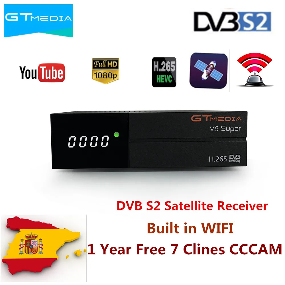 

GTmedia V9 Super Satellite Receptor More than V8 NOVA DVB-S2 Satellite Decoder Built in WIFI with 1 Year 7 lines European CCcam