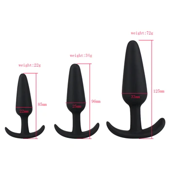 S/M/L 100% Silicone Anal Plug Butt Plug No Vibration Male Prostate Massager G Spot Adult Sex Toys for Men Woman Gay 3 Size 5