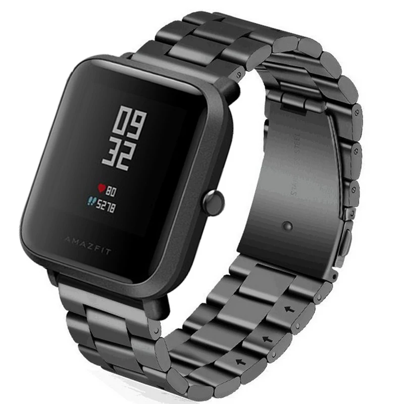

Stainless steel Strap for Huami Amazfit Bip Smart Band Fitness Tracker Accessories Belt Wristband Strap 20mm bracelet correa