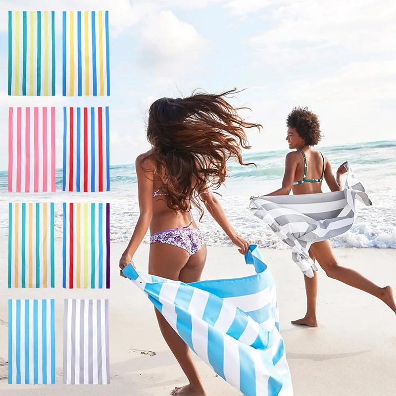 

Beach Towel For Swimming Microfiber Beach Towel Striped Towel Outdoor Portable Fast Drying Beach Towel