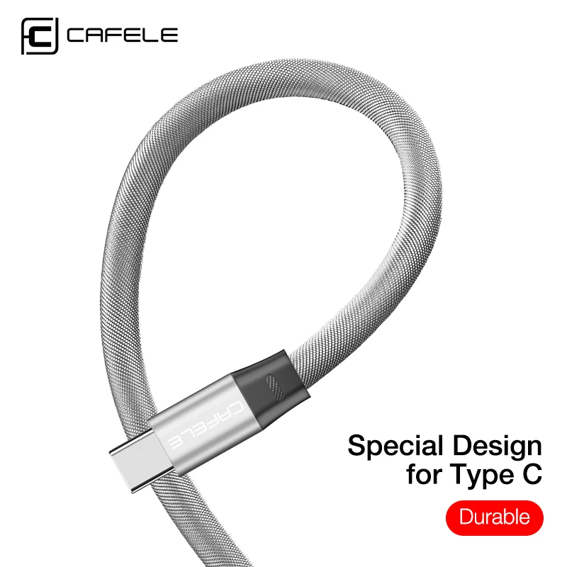 CAFELE type C USB кабель для зарядки для телефонов samsung huawei Xiaomi Oneplus Прочный usb type C порт кабели для мобильных телефонов