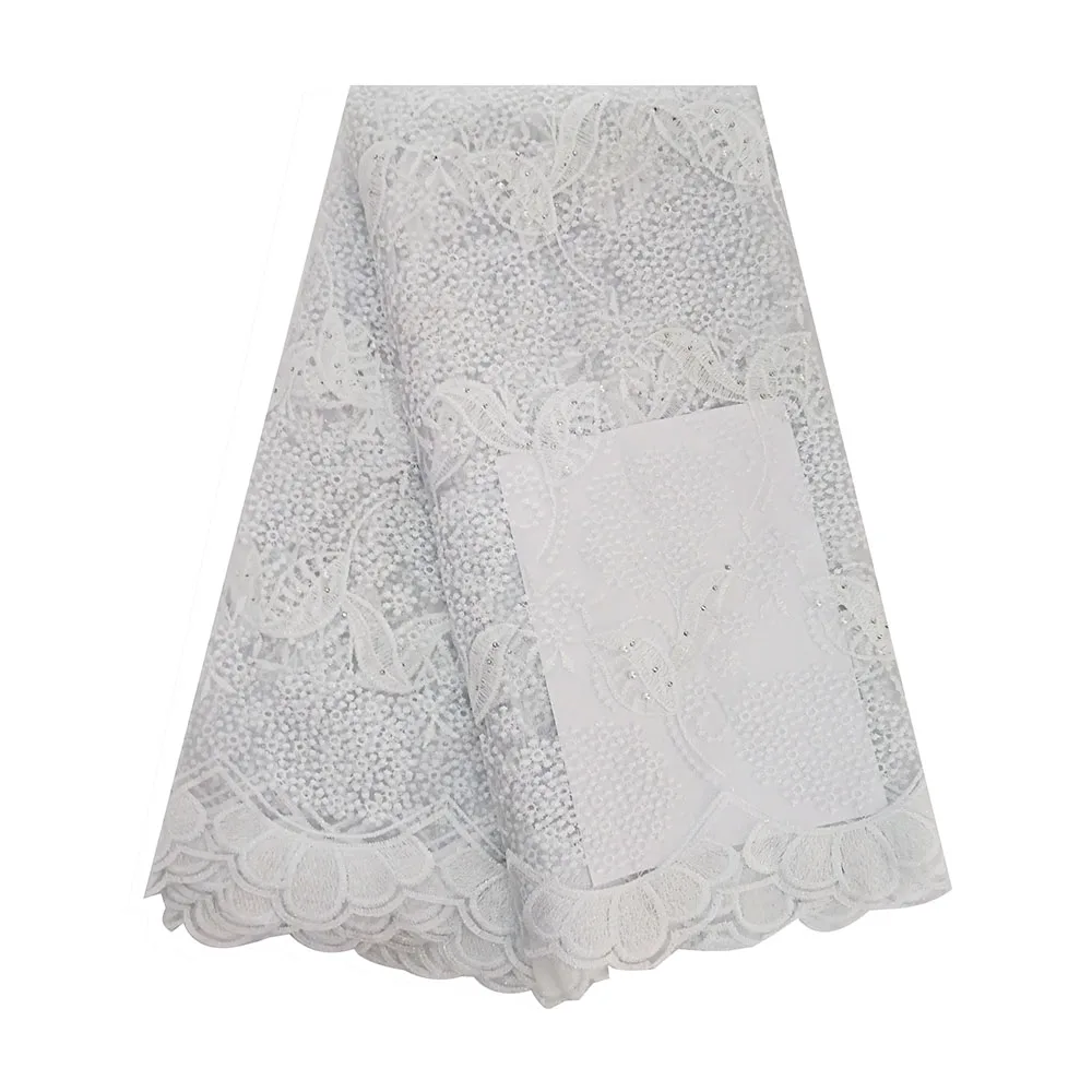 

White French Net Lace Fabric 2019 Latest African Lace Fabric With Embroidery Mesh Tulle Lace Fabric High quality Nigerian Lace