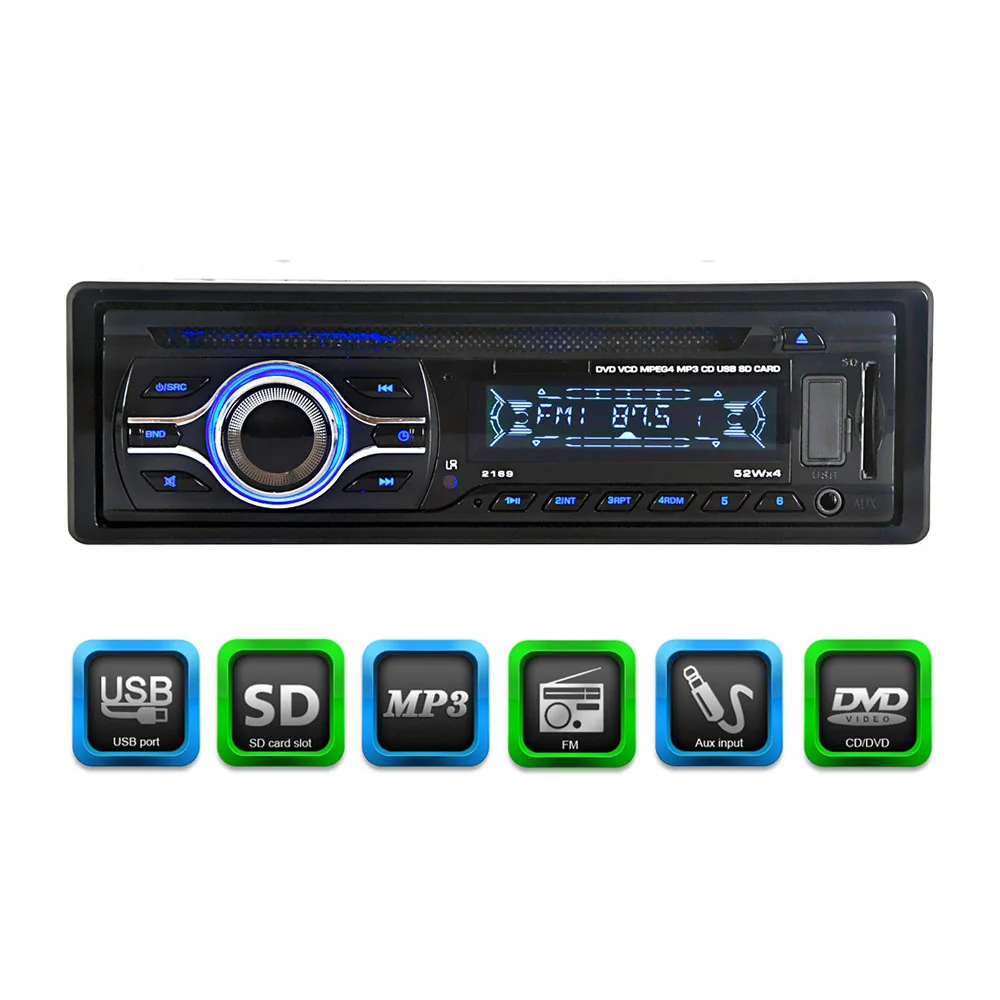 Kkmoon Автомобильный мультимедийный радиоприемник DVD плеер стерео FM MP3 аудио USB SD AUX