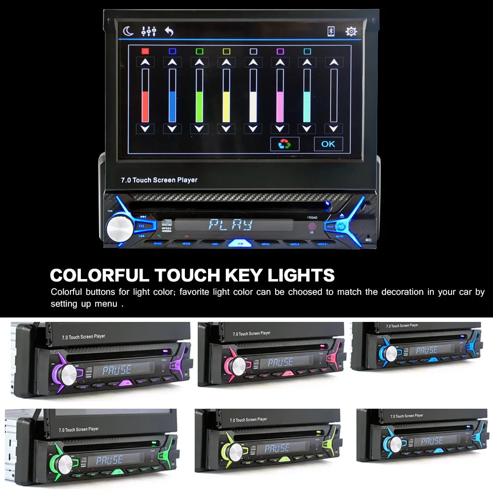 Flash Deal KKmoon 1 DIN 1080P Univeral Car Multimedia Radio DVD Video Player Touch Screen USB BT AUX Auto Electronics In-Dash for Bmw Ford 18