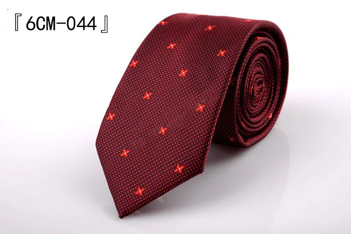 Mens Polyester Skinny Tie 6cm Slim Fashion Neck Tie Green Red Flower Striped Leisure Necktie Business Wedding Neckwear Gift Ties - Цвет: F44